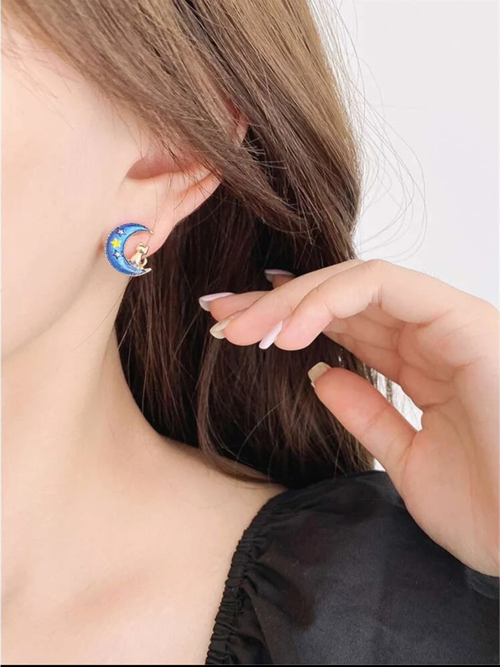 🐈 Awesome Mismatched Celestial Kitty Cat Star Moon Faux Pearl Stud Earrings ⭐️
